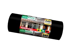 Мешки для мусора 240 л, ароматизированные, черные, в рулоне 10 шт., ПВД 45 мкм, 1300х930 мм, PREMIUM+, 24010830 в Набережных Челнах