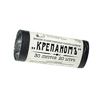Мешки для мусора 30 л, черные, в рулоне 20 шт., ПНД, 7 мкм, 560х440 мм, Крепаномъ, 4607075710580 в Набережных Челнах