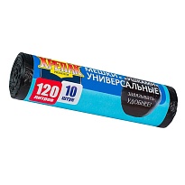 Мешки для мусора 120 л, с ушками, черные, в рулоне 10 шт., ПНД, 15 мкм, 1100х700 мм, Крепак, 4607075710474 в Набережных Челнах