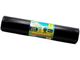 Мешки для мусора 200 л, ароматизированные, черные, в рулоне 10 шт., ПВД, 100 мкм, 1200х800 мм, Добрыня, Dob20010black в Набережных Челнах
