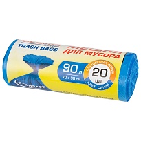 Мешки для мусора 90 л, синие, в рулоне 20 шт., ПНД, 14 мкм, 900х700 мм, LAIMA ULTRA, 607693 в Набережных Челнах