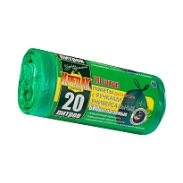 Мешки для мусора 20 л, биоразлагаемые, с ручками, черные, в рулоне 30 шт., ПНД, 10 мкм, 550х440 мм, Крепак, 4607075710047 в Набережных Челнах