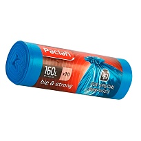 Мешки для мусора 160 л, синие, в рулоне 10 шт., ПВД, 21 мкм, 1200х870 мм, PACLAN Big&Strong, 604075 в Набережных Челнах