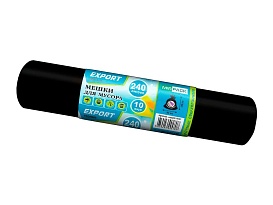 Мешки для мусора 240 л, черные, в рулоне 10 шт., ПВД 80 мкм, 1300х930 мм, EXPORT, exp 24010167 в Набережных Челнах
