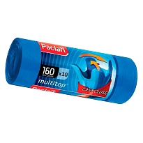 Мешки для мусора 160 л, с ушками, синие, в рулоне 10 шт., ПВД, 30 мкм, 1250х900 мм, PACLAN Multitop, 604064 в Набережных Челнах