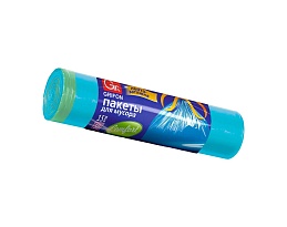 Мешки для мусора 50 л, с завязками, голубые, в рулоне 15 шт., ПНД, 14 мкм, 700х600 мм, GRIFON, 101-063 в Набережных Челнах