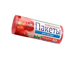 Мешки для мусора 30 л, ароматизированные, Клубника, красные, в рулоне 20 шт., ПНД, 9 мкм, 560х530 мм, GRIFON Aroma, 101-020 K в Набережных Челнах