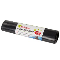 Мешки для мусора 240 л, черные, в рулоне 5 шт., ПВД 30 мкм, 1300х900 мм, Любаша, 605338 в Набережных Челнах