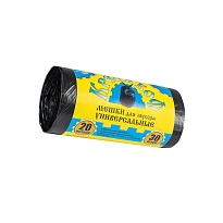 Мешки для мусора 20 л, с ушками, черные, в рулоне 30 шт., ПНД, 10 мкм, 550х440 мм, Крепакоф, 4607075710221 в Набережных Челнах