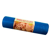 Мешки для мусора 100 л, с завязками, синие, в рулоне 10 шт., ПВД, 40 мкм, 840х670 мм, Концепция Быта Vitalux, 604933 в Набережных Челнах